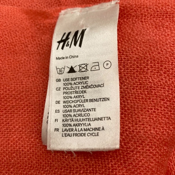 H&M Woven Acrylic Canteloupe Peach Orange-Colored Wrap Shawl Scarf Cover-Up VGUC - Picture 2 of 4